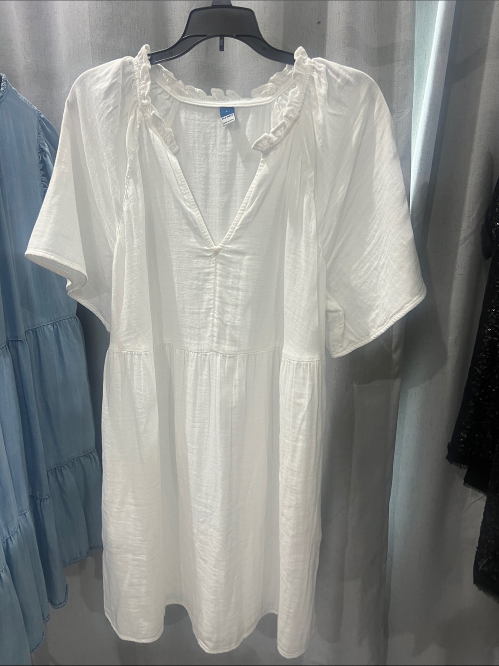Old Navy White Ruffle-Tie Mini Dress
